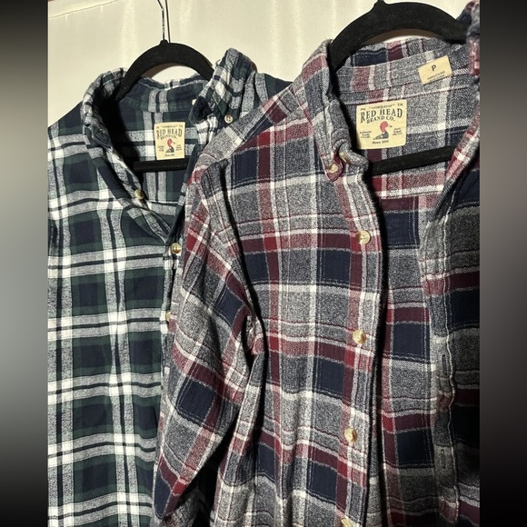 Redhead Brand Co. Men’s Flannel Bundle Size Small 100% Cotton Green And Red - Picture 2 of 10